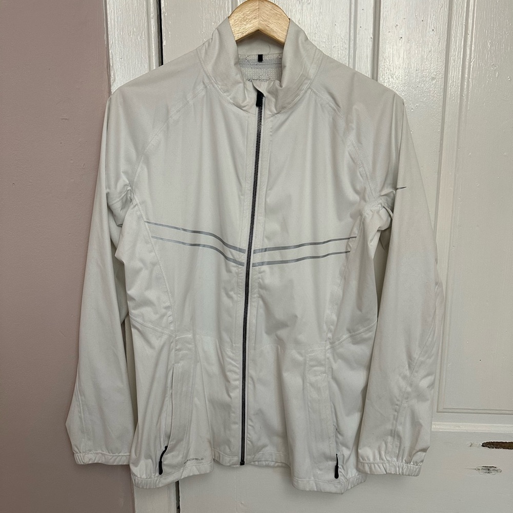 Saucony - razor jacket - waterproof full zip athletic windbreaker - white